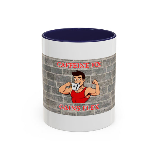 Caffeine Fix Gains Flex Coffee Mug - Fitness Mug, Gym Gift, Motivational Drinkware, Bodybuilding Accessory, Workout Coffee Cup