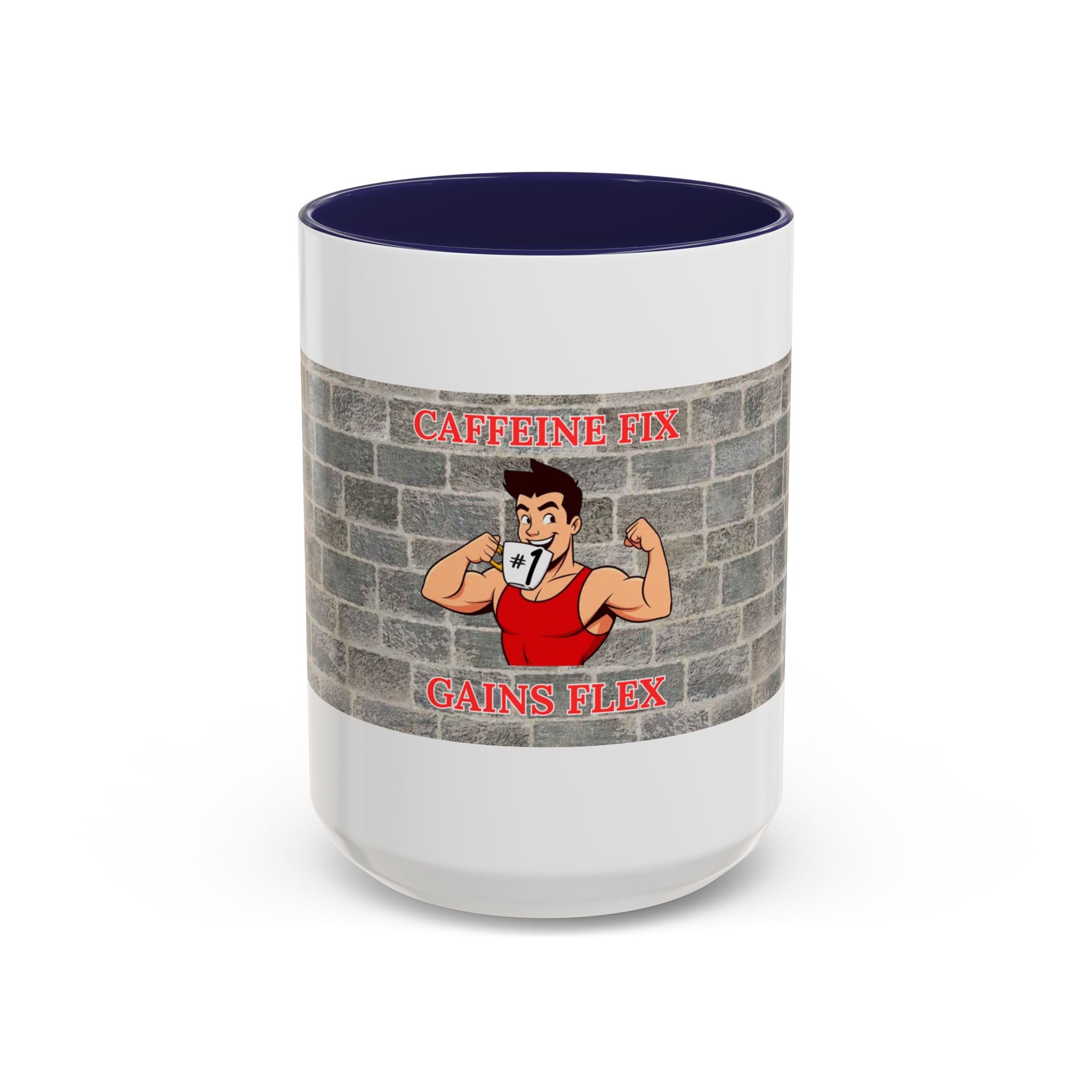 Caffeine Fix Gains Flex Coffee Mug - Fitness Mug, Gym Gift, Motivational Drinkware, Bodybuilding Accessory, Workout Coffee Cup