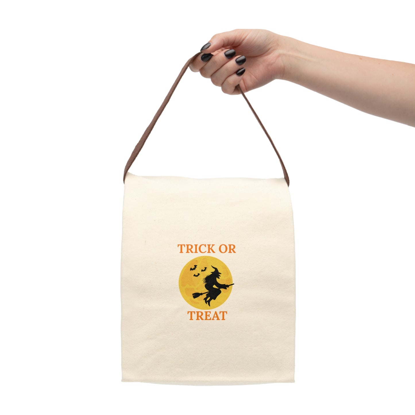 Tote Bag, Trick or Treat Canvas Lunch Bag - Spooky Candy Bag for Kids & Adults, Monster Halloween Bag with Strap, Trick or Treat