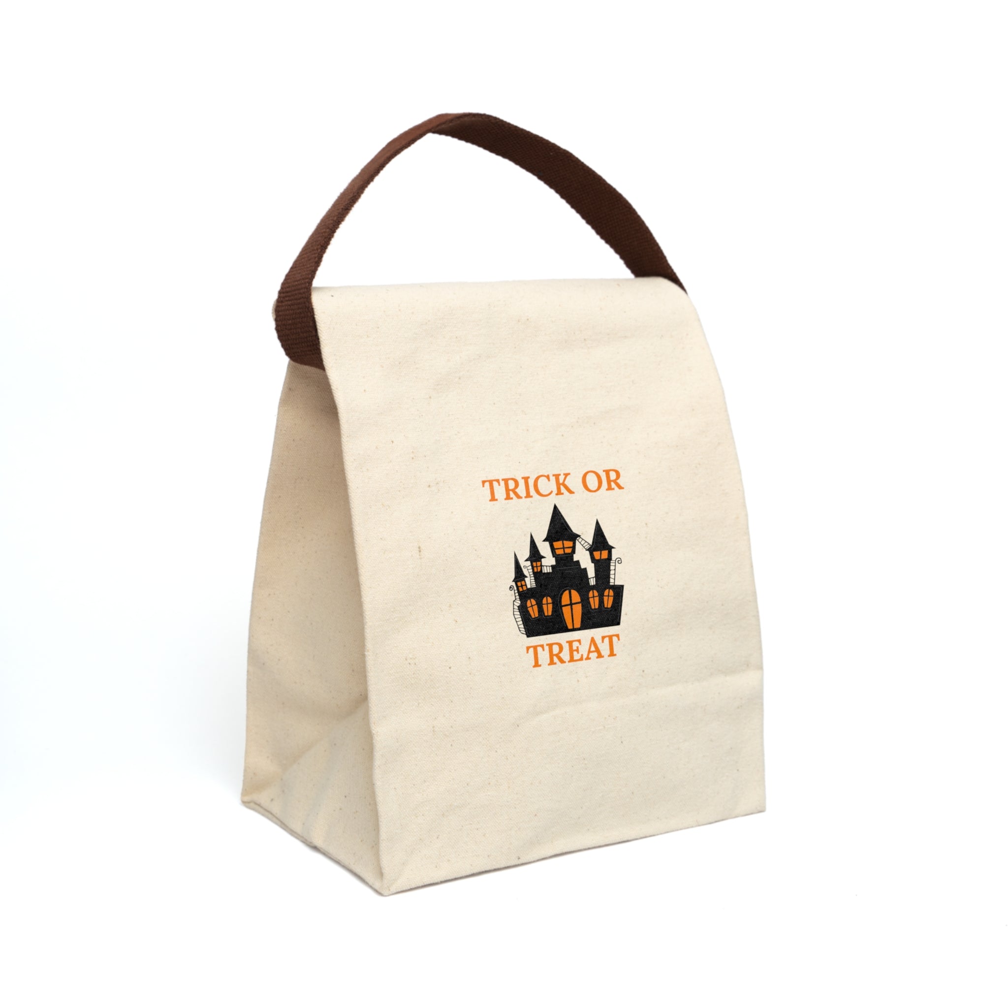 Canvas Lunch Bag, Halloween Haunted House Design, Trick or Treat Tote, Spooky Lunch Sack, Insulated Cooler, Lunch Tote for Work