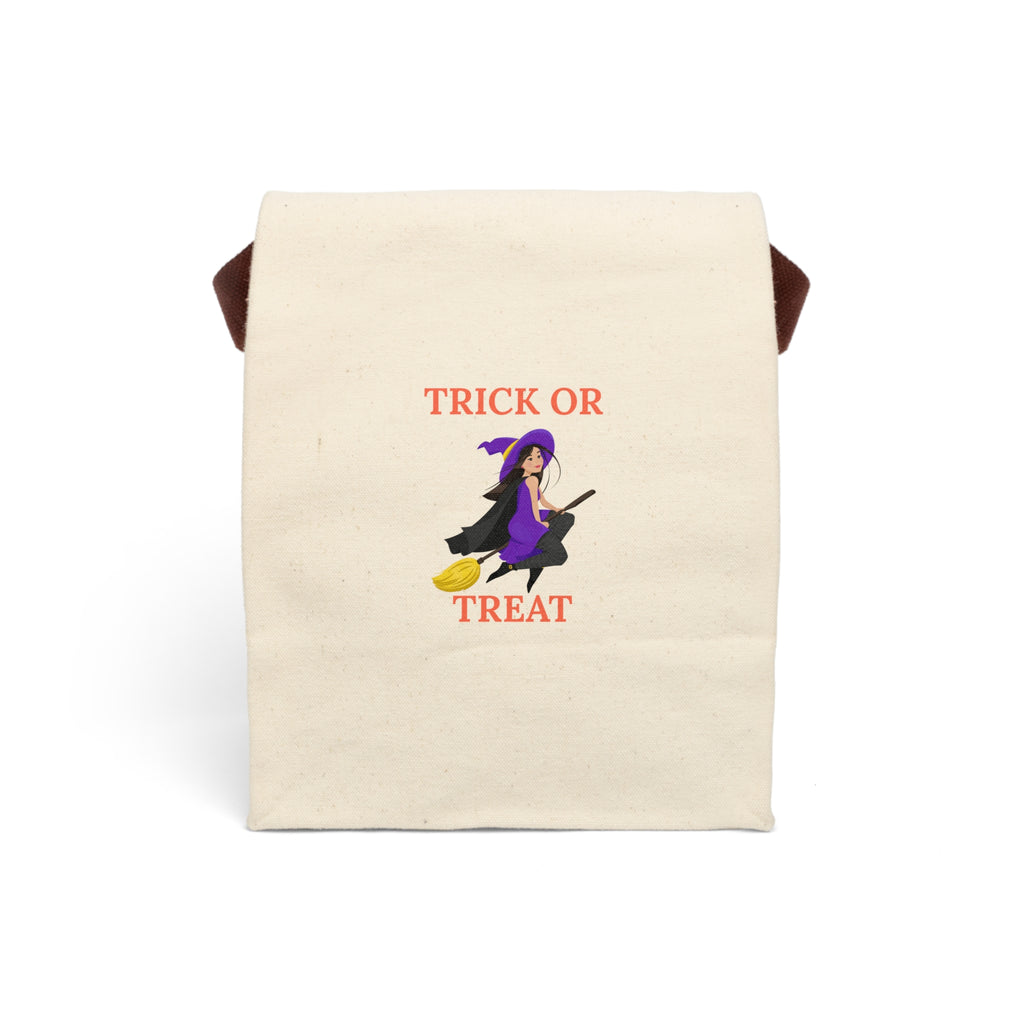 Halloween Tote Bag, Trick or Treat Canvas Lunch Bag - Spooky Candy Carry Bag, Flying Witch Theme - Gift for Kids and Adults