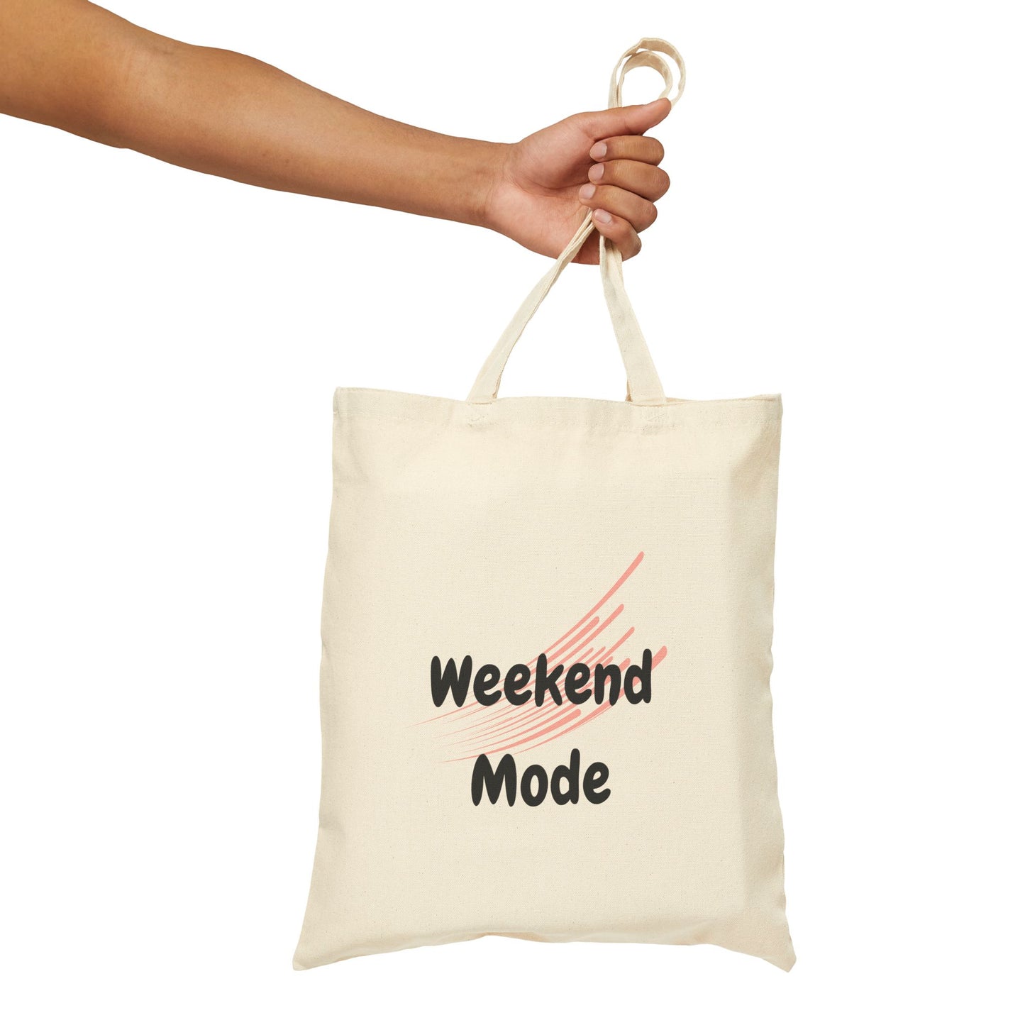 Weekend Mode Cotton Canvas Tote Bag, Eco-Friendly Tote, Shopping Bag, Reusable Grocery Tote, Gift for Friends, Beach Bag
