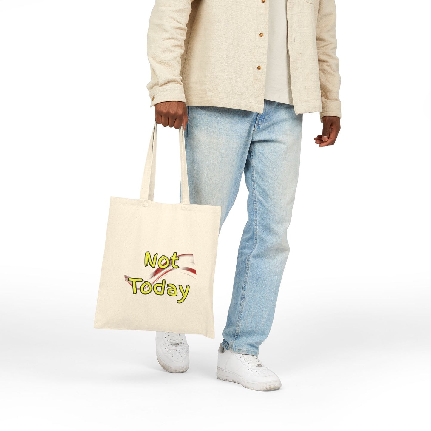 Not Today Cotton Canvas Tote Bag | Funny Grocery Bag, Eco-Friendly Shopper, Gift for Her, Casual Everyday Use, Reusable Tote