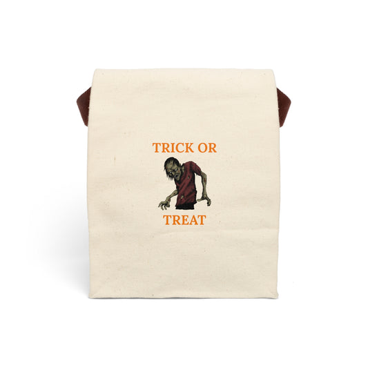 Halloween Tote Bag, Trick or Treat Canvas Lunch Bag - Spooky Candy Bag for Kids & Adults, Monster Halloween Bag with Strap, Trick or Treat