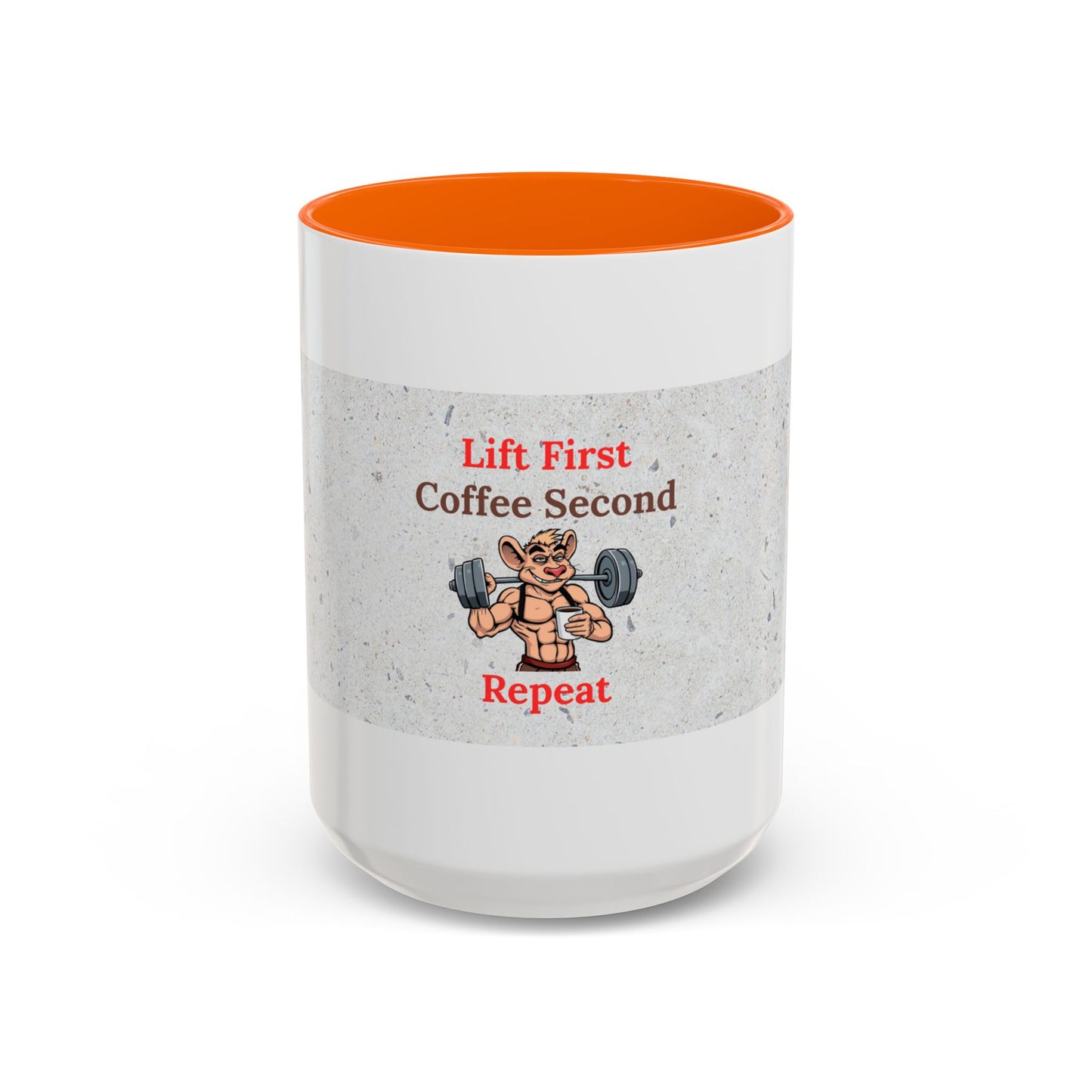 Fitness Motivation Coffee Mug, Gym Lover Gift, Lift First Repeat, Workout Humor Mug, Weightlifting Coffee Cup