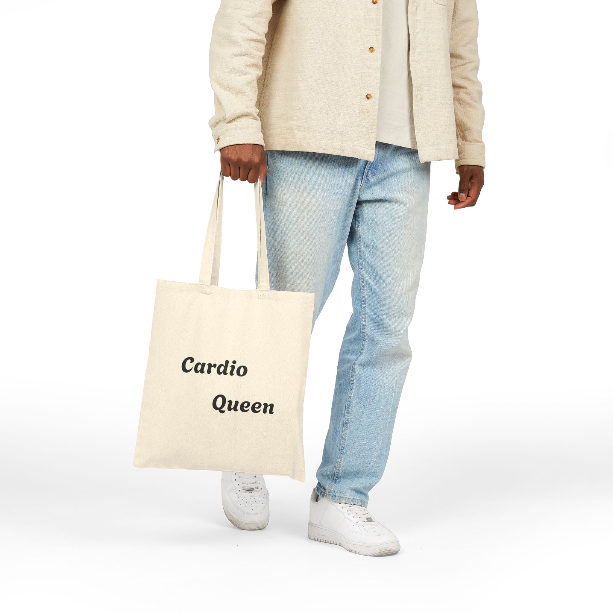 Cardio Queen Cotton Canvas Tote Bag | Eco-friendly Shopping Bag, Workout Bag, Gym Tote, Gift for Fitness Lovers, Trendy Reusable Bag