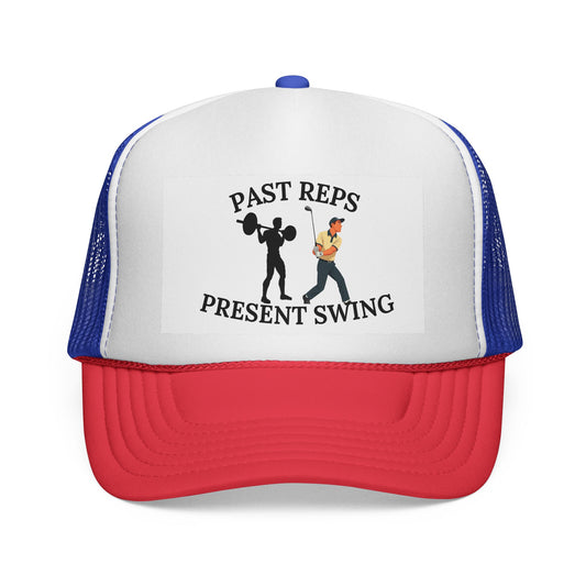 Fitness Trucker Cap - "Past Reps Present Swing" - Gym Hat, Workout Cap, Gift for Fitness Lovers, Outdoor Events, Casual Style