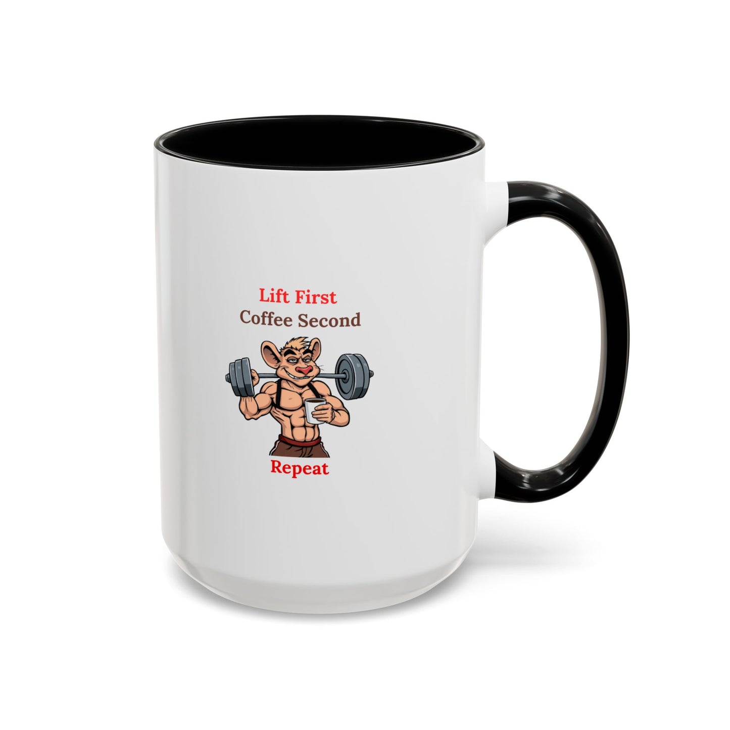 Lift First Coffee Second Mug - Fun Gym Motivational Coffee Cup for Fitness Lovers, Workout Gifts, Home Office Drinkware, Weightlifting Humor