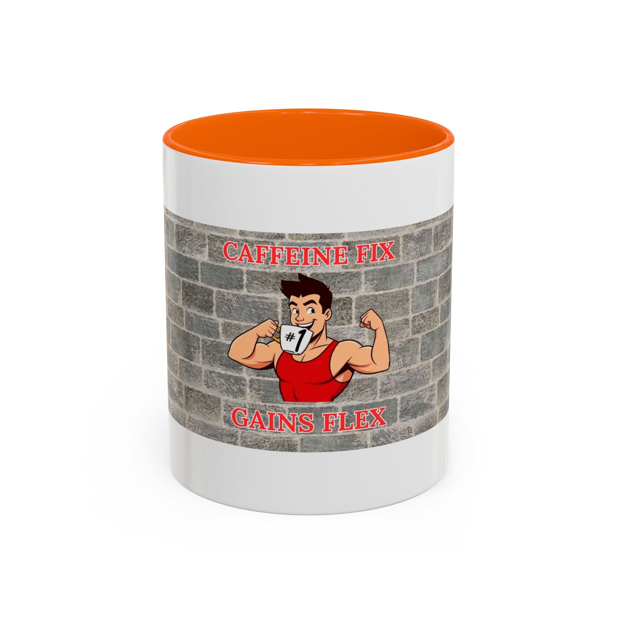 Caffeine Fix Gains Flex Coffee Mug - Fitness Mug, Gym Gift, Motivational Drinkware, Bodybuilding Accessory, Workout Coffee Cup