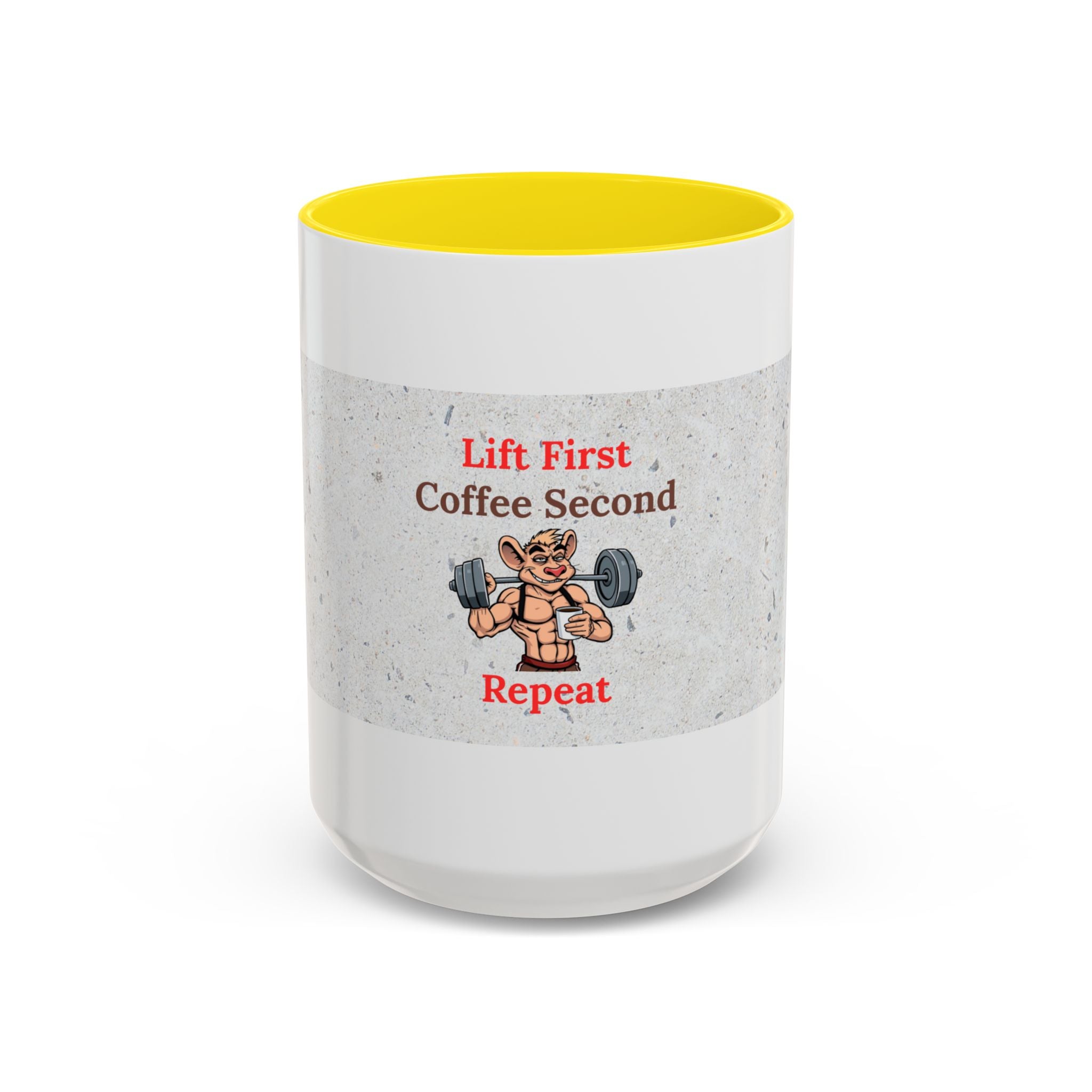 Fitness Motivation Coffee Mug, Gym Lover Gift, Lift First Repeat, Workout Humor Mug, Weightlifting Coffee Cup