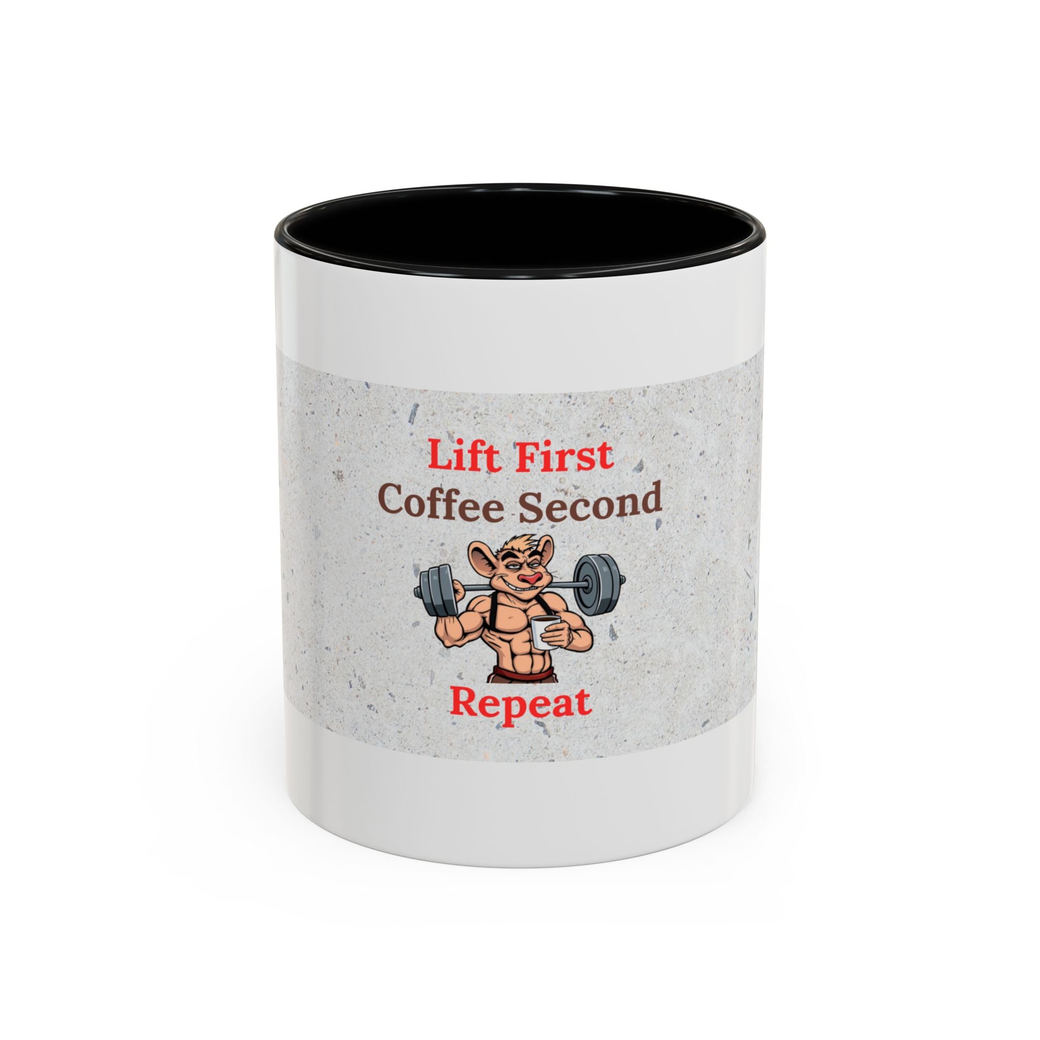 Fitness Motivation Coffee Mug, Gym Lover Gift, Lift First Repeat, Workout Humor Mug, Weightlifting Coffee Cup