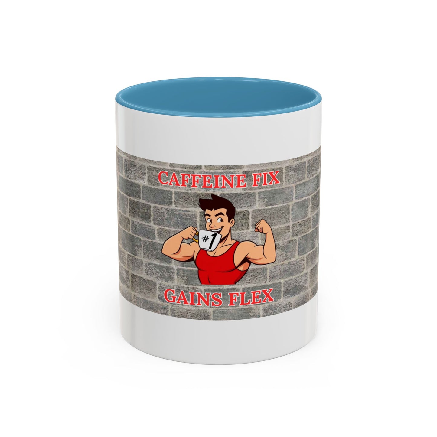 Caffeine Fix Gains Flex Coffee Mug - Fitness Mug, Gym Gift, Motivational Drinkware, Bodybuilding Accessory, Workout Coffee Cup