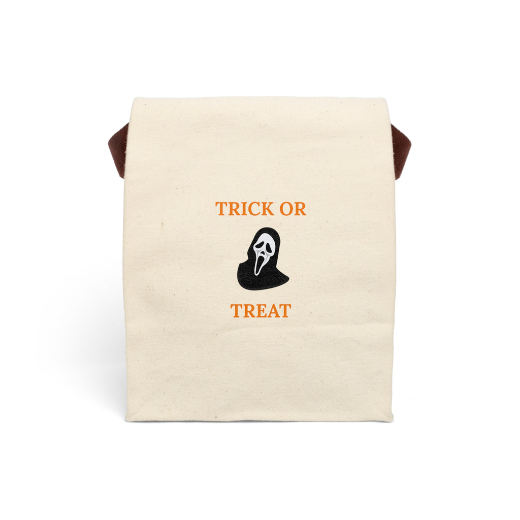 Canvas Lunch Bag, Trick or Treat Ghost Face Halloween Tote Bag - Candy Tote, Halloween Bag with Hooded Figure, Halloween Lunch Bag,